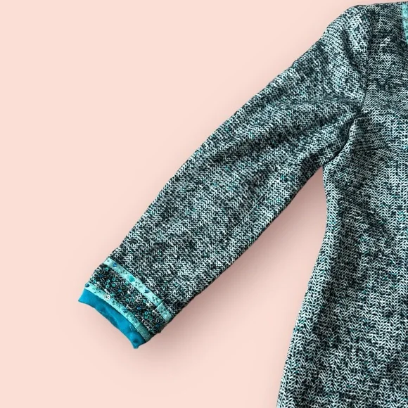 Women’s Boston Proper Tweed Blazer Turquoise Color Sequin Beaded Trim Size 8 - Picture 2 of 11